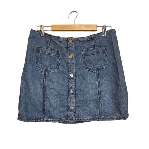 Sanctuary Dresses & Skirts - SANCTUARY BLUE MARINE-WASH SNAP FRONT POCKETS DENIM SKIRT 30